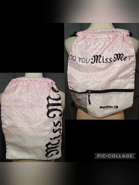 Y2K Miss Me x Buckle Pink Ombre Drawstring Backpack Sackpack.